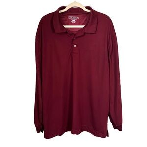 Architect Men's Sz XL Long Sleeve Burgundy Red Collared Polo Shirt Pullover
